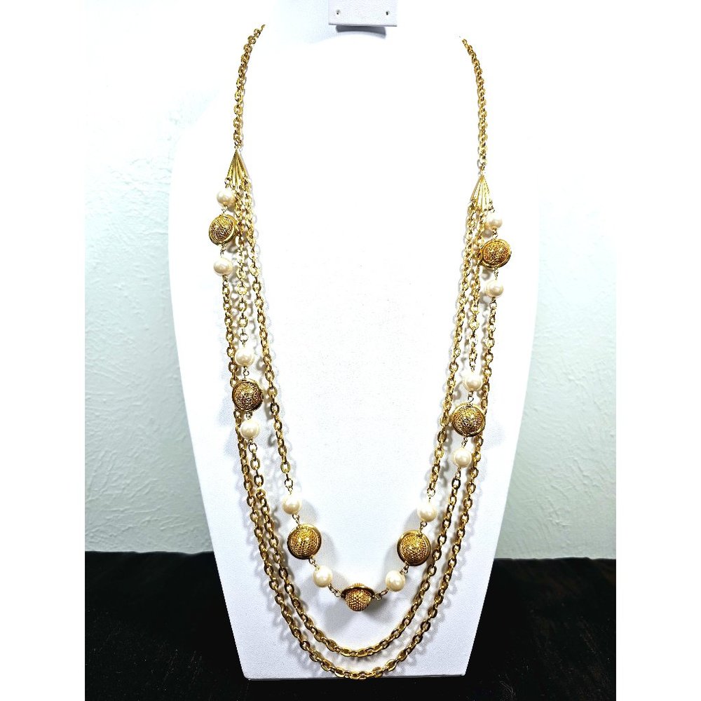Casual Corner 36" Triple Layer Gold Chain Necklace
